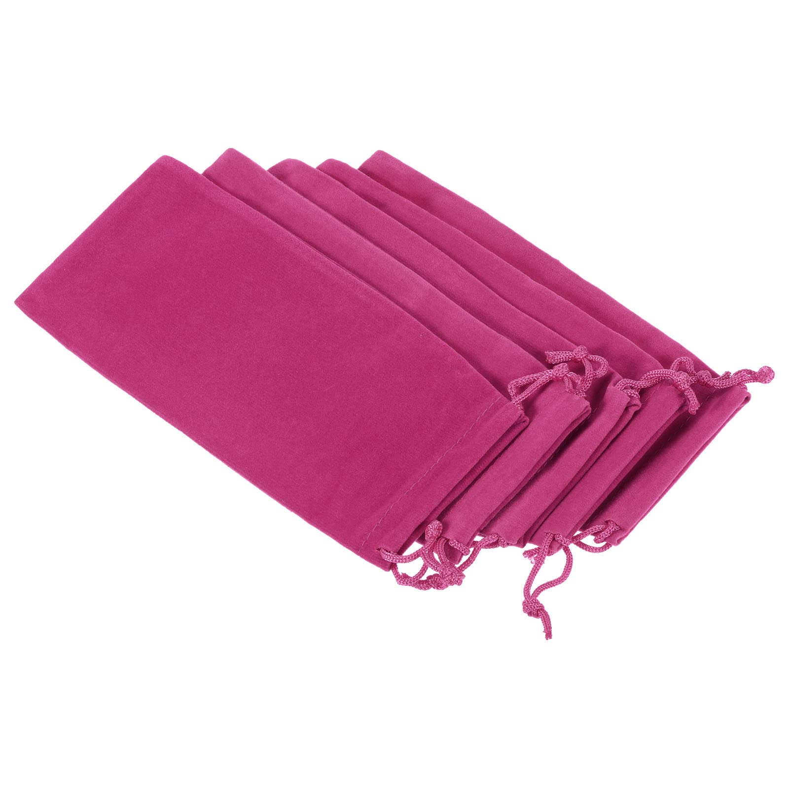 PATIKIL 17x8cm Microfiber Pouch, 10Pcs Soft Storage Drawstring Gift Bag for Glasses Wedding, Rose Red