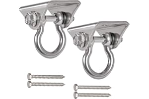 WAREMAID Set of 2 Heavy Duty 180° Swing Hangers, Stainless Steel Swing Hook for Ceiling Wooden Porch Swing Hanging kit Playground Gym Rope Boxing Bag Hammock Chair Yoga Swing Mount 1000 lb Capacity