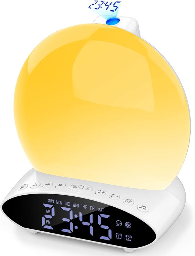 Sunrise Alarm Clock Wake Up Light Time Projection Table Bedside Lamp