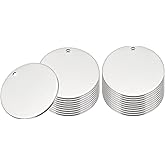 PATIKIL 20 Pcs 1 Inch Round Metal Stamping Blanks, Stainless Steel Silvery Blank Tags with Hole for Metal Stamping Tag, Jewelry Making, Engraving