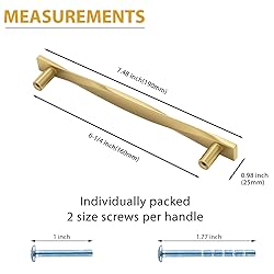Rergy 10 Pack Gold Drawer Pulls Brushed Brass