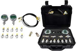 Digital Hydraulic Pressure Test Kit, Excavator Hydraulic Pressure Gauge Tester Set with 2 Test Hoses 12 Couplings, 2 Pressure Gauges(16MPa/80MPa) Mixizap