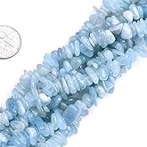 HAAMIIQII 5-8mm Natural Aquamarine Chips Beads Irregular Chip Stones Loose Gemstone Beads for Jewelry Making Strand 30 Inch
