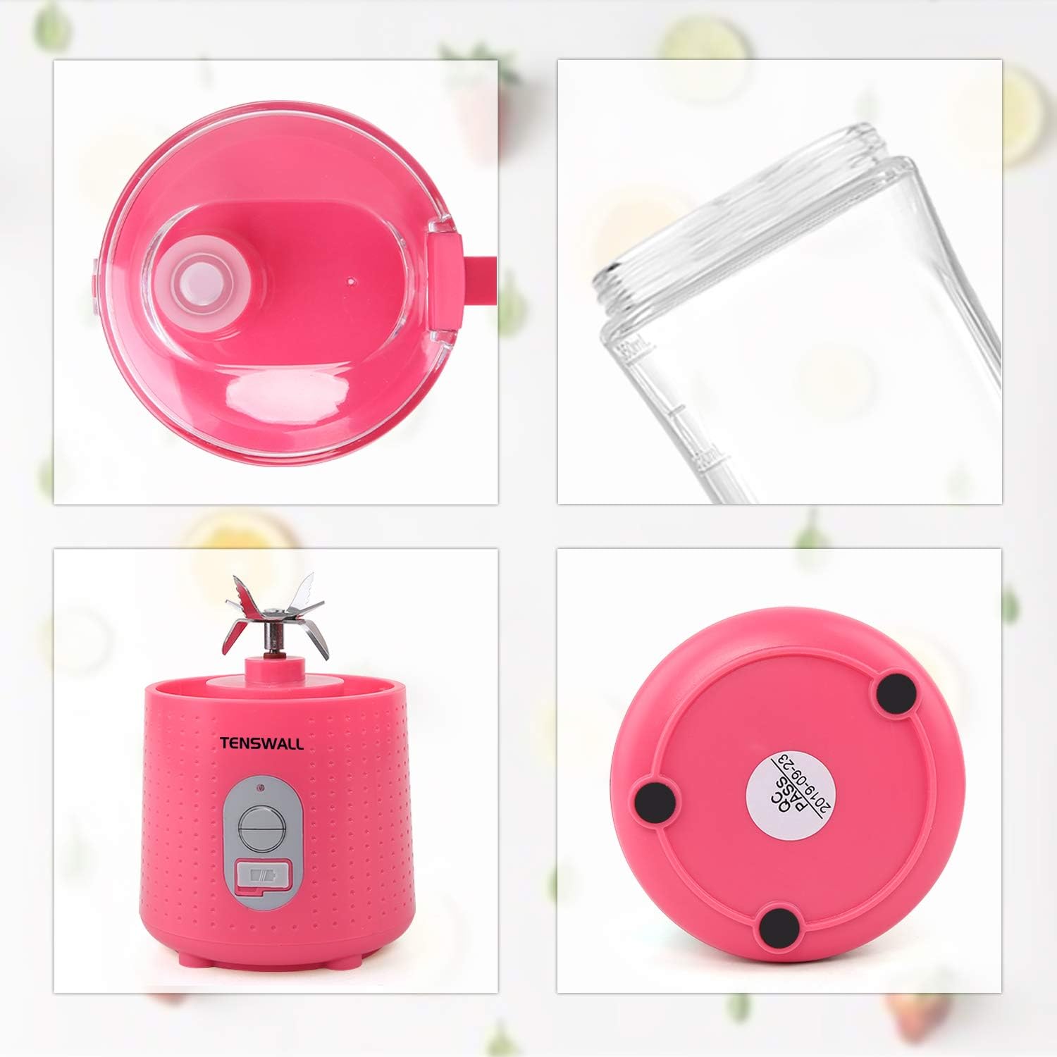 Portable Blender, Smoothie Blenders, Personal Size Blender USB Rechargeable Smoothies and Shakes Juicer Cup, 4000mAh Battery Strong Power Pink: Kitchen & Dining