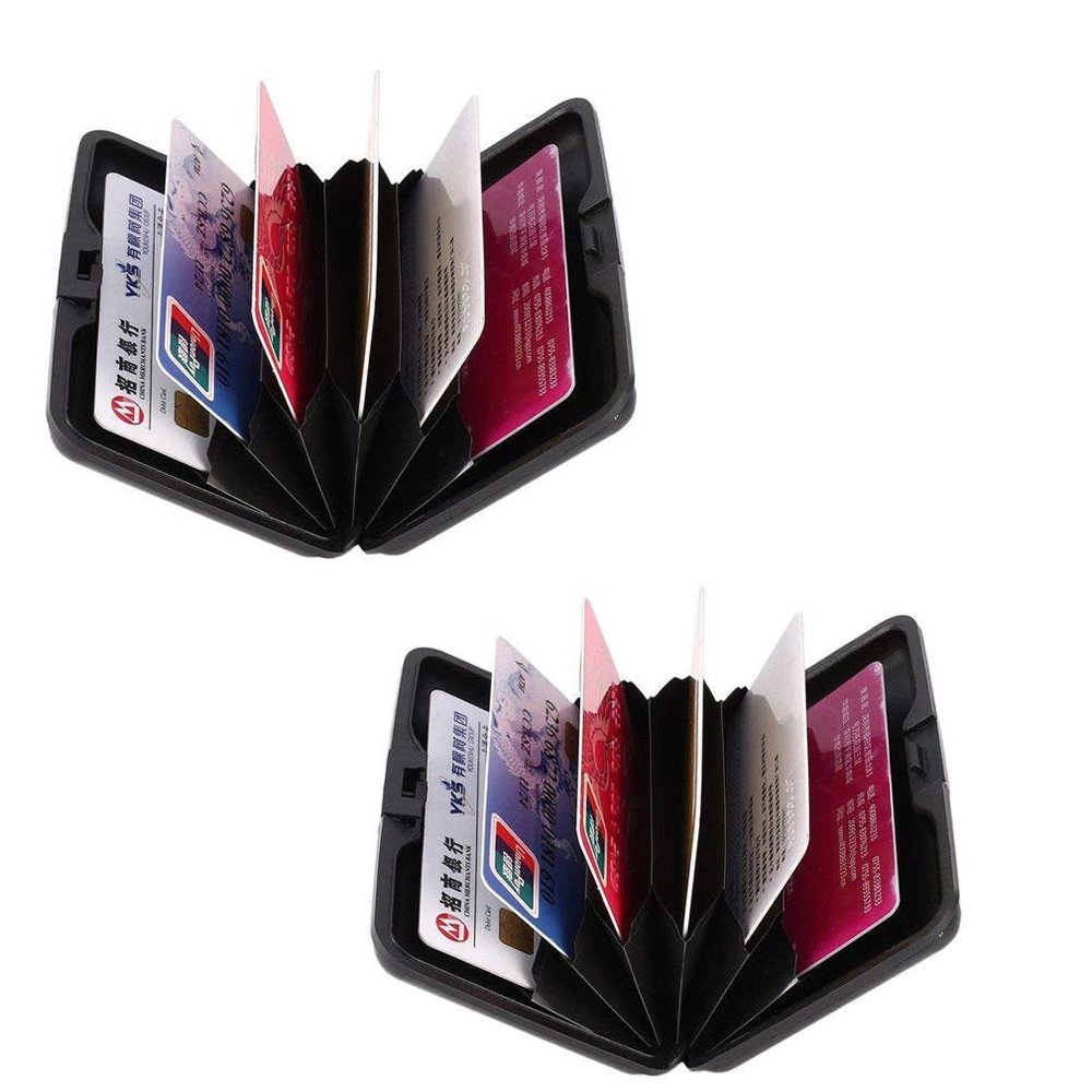 2 Pack RFID Scan Protected Aluminium Wallet Bank Credit Card Holder Hard Case Security Portable Travel Identity ID Credit Card Safe Protection Card Holder Hard Case for Men and Women Debit Oyster Bank Card Slots Accordion Style ID Business Card Wallet Expandable Anti Scan Proof Aluminium Security Wallet Card Holder Hard Case For Credit Debit ID UK EU Driving License Oyster Travel Points Business Cards And Bank Notes