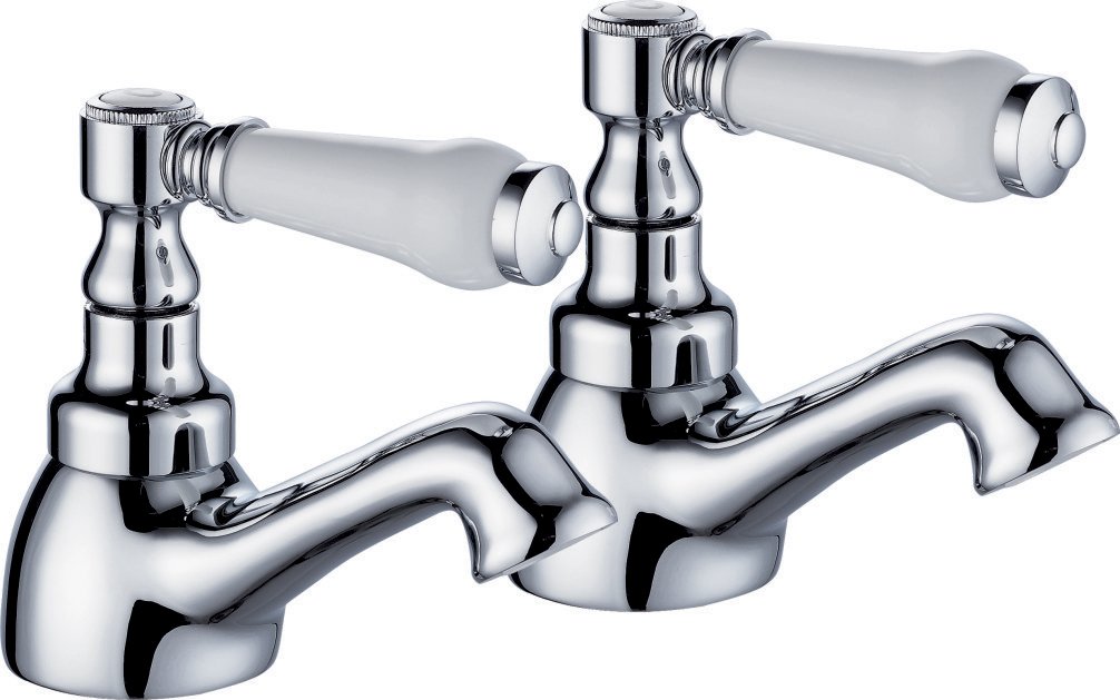 Traditional Ceramic Lever 3/4" Bathroom Bath Taps Pair Chrome Amazon