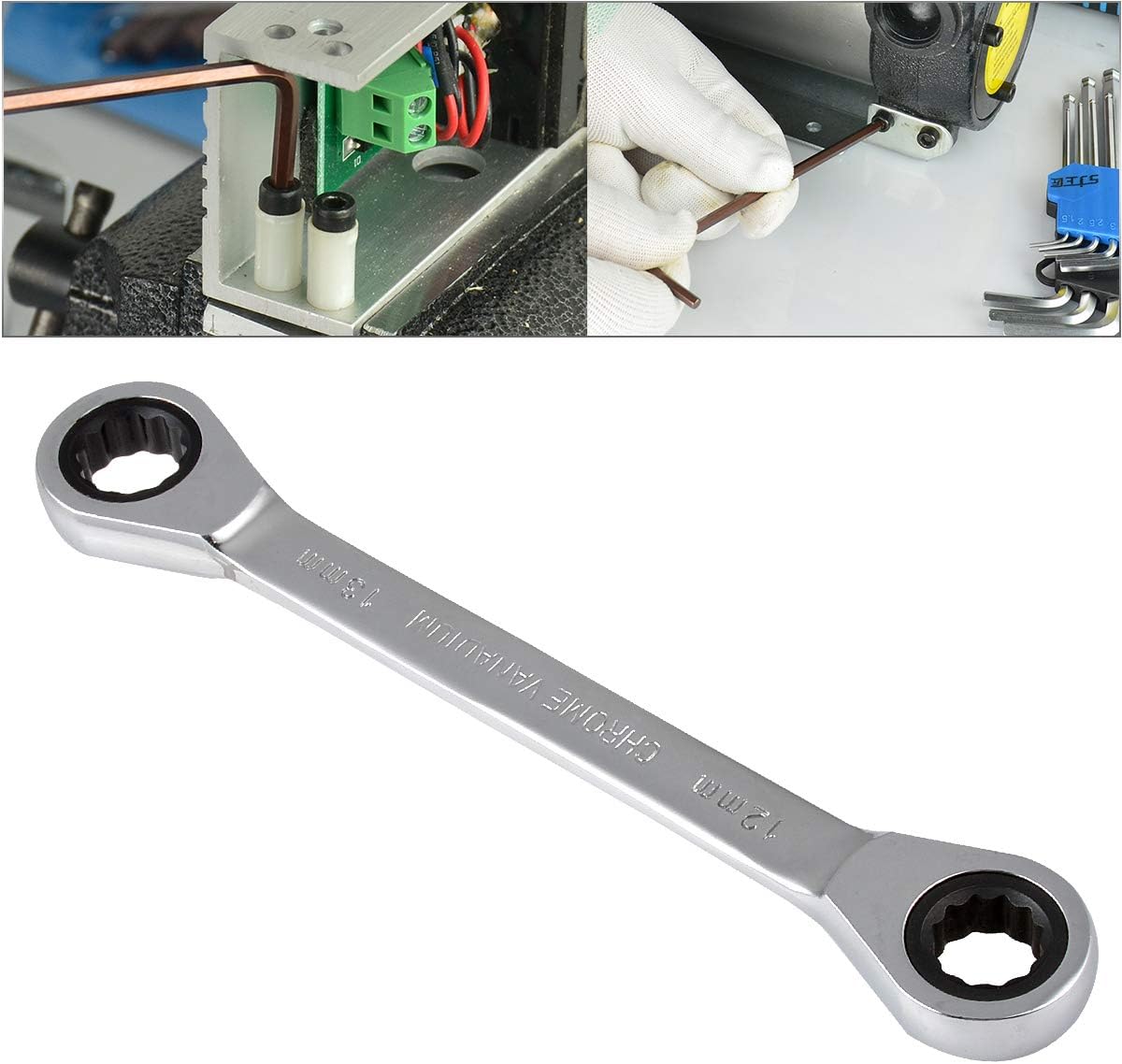 HOHXEN Doubleend Ratcheting Wrench Set, Handle Spanners Hand Tools 12