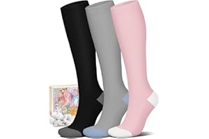 Cotton Compression Socks for Women&Men 15-20mmHg Knee High Compression Stockings Cute Support Sock for Nurse Pregnancy