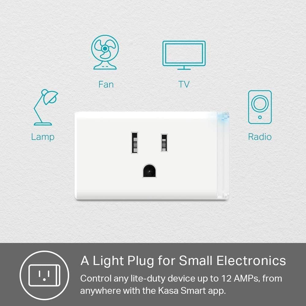 Kasa Smart Plug by TP-Link, Smart Home Wi-Fi Outlet works with Alexa, Echo, Google Home & IFTTT, No Hub Required, Remote Control, 15 Amp, UL certified, 3-Pack (HS105P3), White - - 