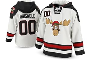 UNLC Clark Griswold #00 Holiday Hockey Hoodie – White Winter Comedy-Inspired Throwback, Cozy Fleece, Adult Sizes S–5XL
