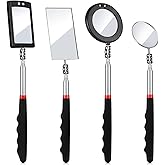 4 Pieces Telescoping Inspection Mirror, LED Lighted Flexible Inspection Mirrors, Extendable Mirror Inspection Tool for Checki