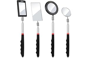 4 Pieces Telescoping Inspection Mirror, LED Lighted Flexible Inspection Mirrors, Extendable Mirror Inspection Tool for Checki