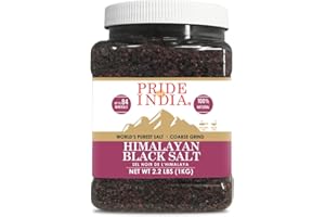 Pride Of India - Himalayan Black Rock Salt - Coarse Grind, 2.2 Pound (1 KG) - Kala Namak - Contains 84+ Minerals - Perfect for Cooking, Tofu Scrambles, Grinder Use, Kitchen, Restaurant & Bath Salt