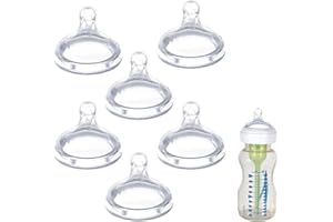 EISZHJK 6 Pack Replacement Nipples Compatible with Dr Brown Wide Bottle, Silicone Nipples for Bottle, BPA-Free, Durable and Soft Nipple (S, Slow Flow)