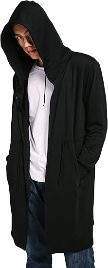 Amazon Co Jp ロングパーカー メンズ マント フード カーディガン ロング丈 ジップアップ ストリート 原宿系 存在感 際立つ モード系 ビジュアル系 お兄系 オシャレ 大きいサイズ Zipポケット 服 ファッション小物