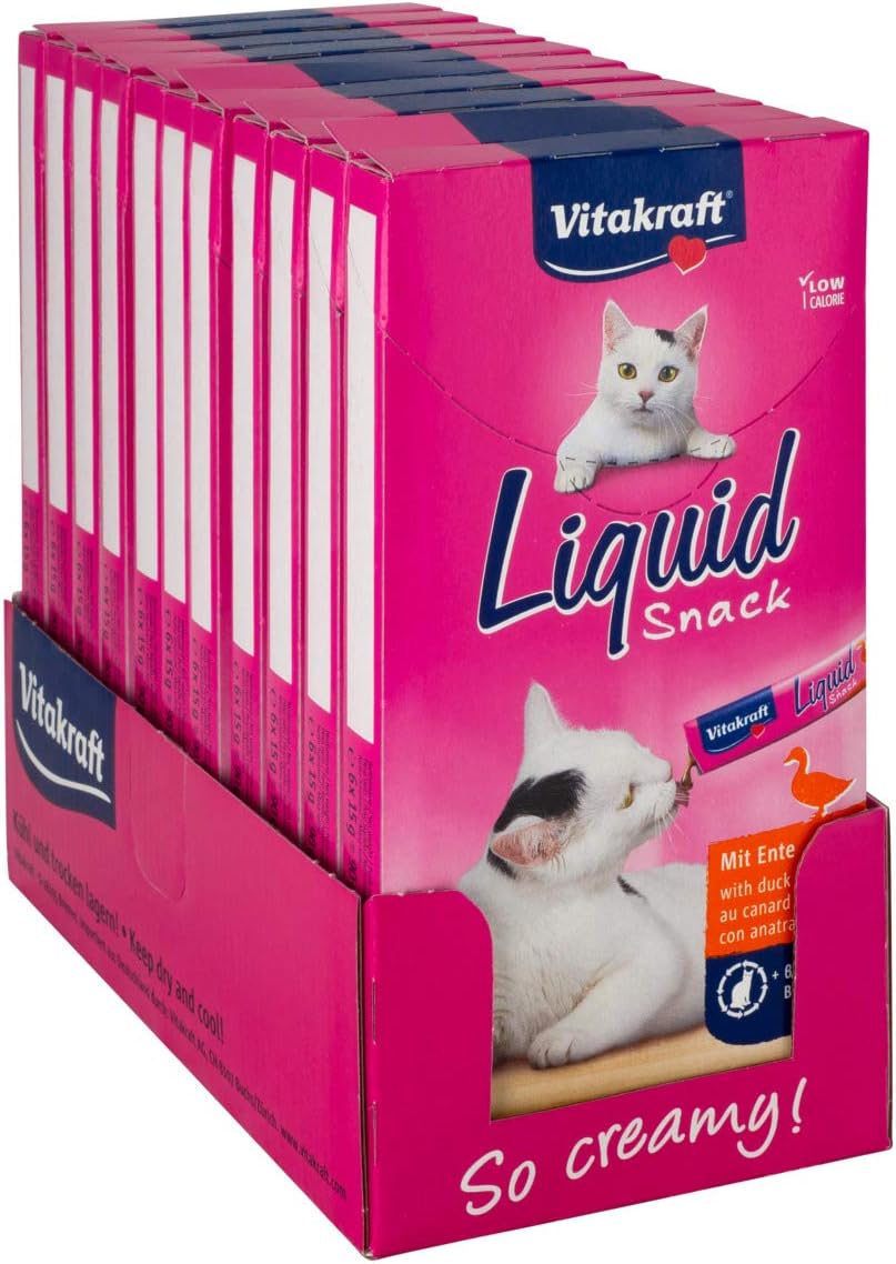 Vitakraft Cat Liquid Snack Duck with Beta Glucans 6 x 15 g (Pack of 11), 90 g (Pack of 11)