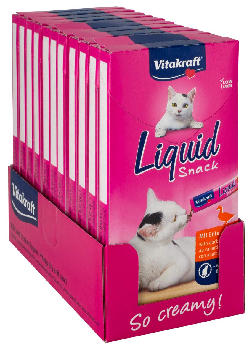 Vitakraft Cat Liquid Snack Duck with Beta Glucans 6 x 15 g (Pack of 11)