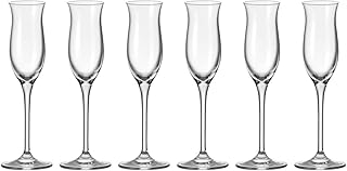 Leonardo Cheers Grappa-Glas, Schnaps-Glas mit gezogenem Stiel, spülmaschinenfeste Digestif-Gläser, 6er Set, 9 cl, 061639