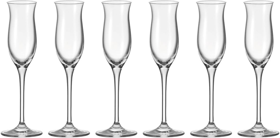 Leonardo Cheers Grappa-Glas, Schnaps-Glas mit gezogenem Stiel, spülmaschinenfeste Digestif-Gläser, 6er Set, 9 cl, 061639
