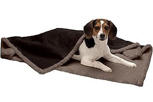 Furhaven Waterproof & Self-Warming Throw Blanket for Dogs & Indoor Cats, Washable & Reflects Body Heat - Soft-Edged Terry & Sherpa Dog Blanket - Espresso, Medium