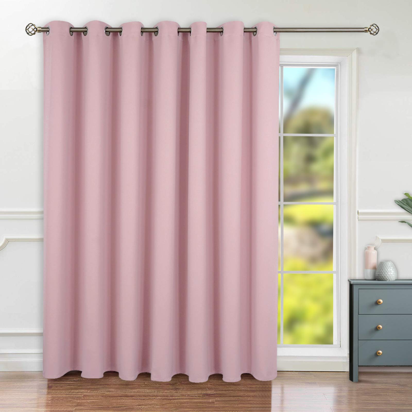 BGment Pink Room Divider Curtain 120 Inch Long - Wide Room Darkening Sliding Door Curtain for Nursery Privacy Themral Insulated Grommet Room Separator Drape, 1 Panel, 100 X 120