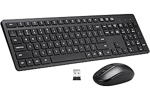Wireless Keyboard and Mouse Combo, 2.4G Silent Cordless Keyboard Mouse Combo for Windows Chrome Laptop Computer PC Desktop, 1