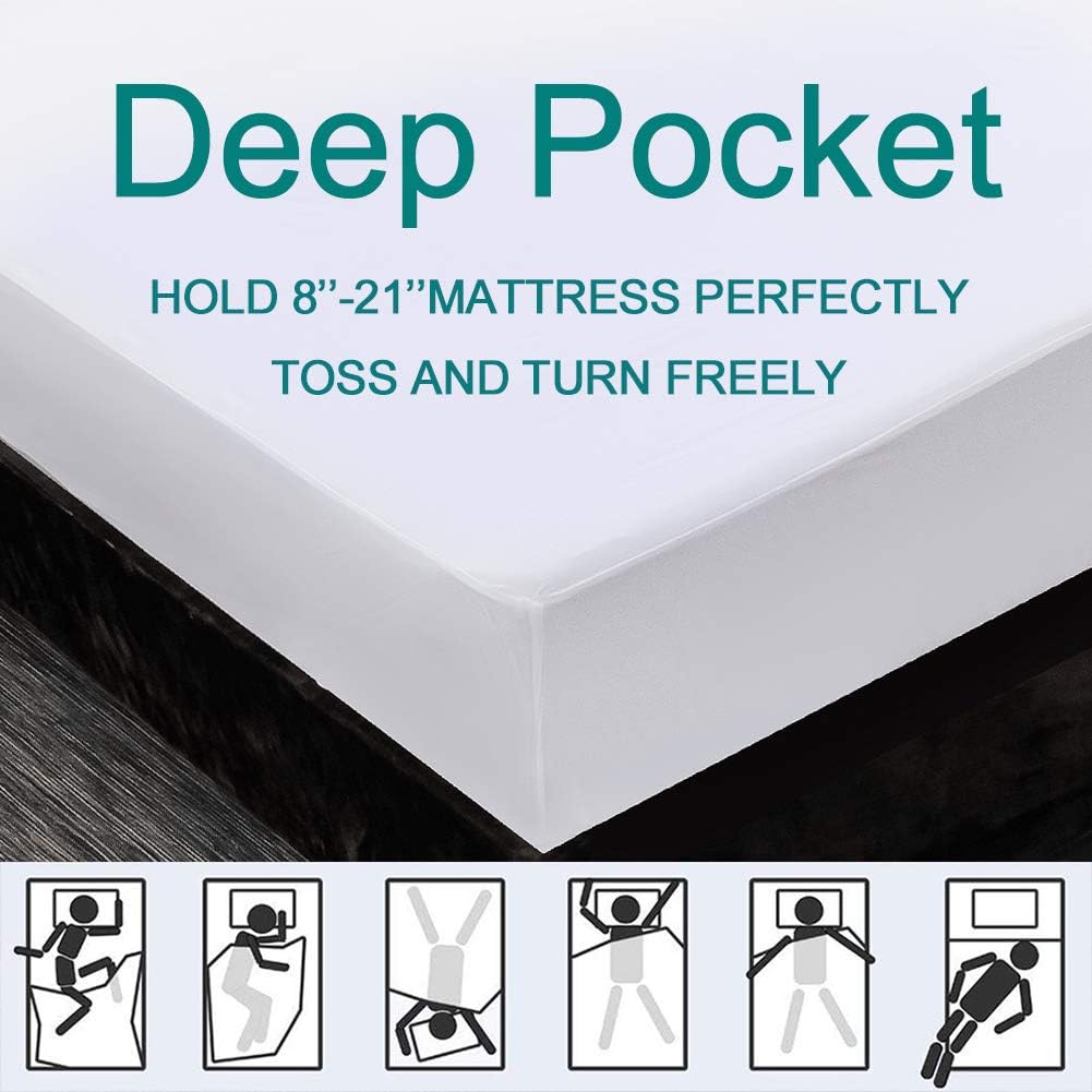 Cozynight Waterproof Mattress Protector King Soft Noiseless Breathable Mattress Protection Cover Hypoallergenic Vinyl Free Washable Bed Cover Fitted 14”-18” Deep Pocket Mattress: Home & Kitchen