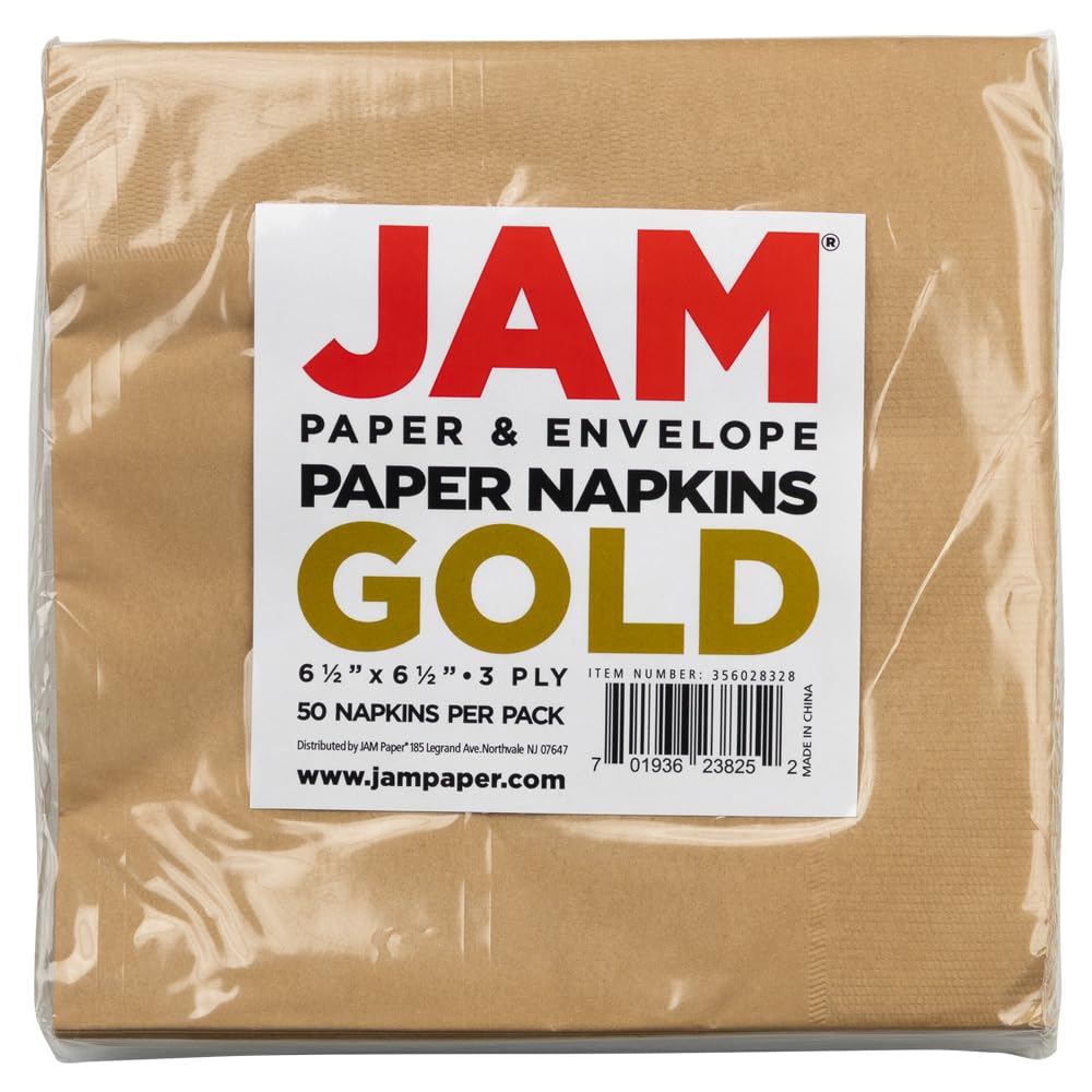 JAM PAPER Medium Lunch Napkins - 6 1/2 x 6 1/2 - Gold - 40/Pack