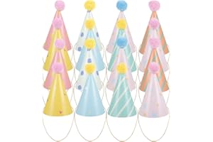 FOYTOKI 16pcs Birthday Hat Party Hats for Stuffed Animals Stuffed Cap Pastel Reusable Party Supplies for Celebrations and Fes