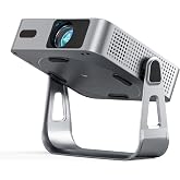 [Officially-Licensed App &amp; Auto Focus]Light Silver Smart Mini Projector with WiFi and Bluetooth, XuanPad 4K Support Movie Projector, Portable Native 1080P Outdoor Projector with 360&deg; Stand