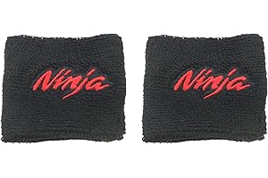 iTobest Motorcycle Brake Reservoir Sock Fits For Kawasaki Ninja ZX6R ZX10R ZX9R ZX12R ZX14R 300 400 650 1000 - Reservoir Sock Cover (Black and Ninja Red)2 Pack