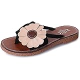 CYBLING Women Comfortable Summer Flip Flop Thong Sandals Flower Clip Toe Beach Slipper Shoes