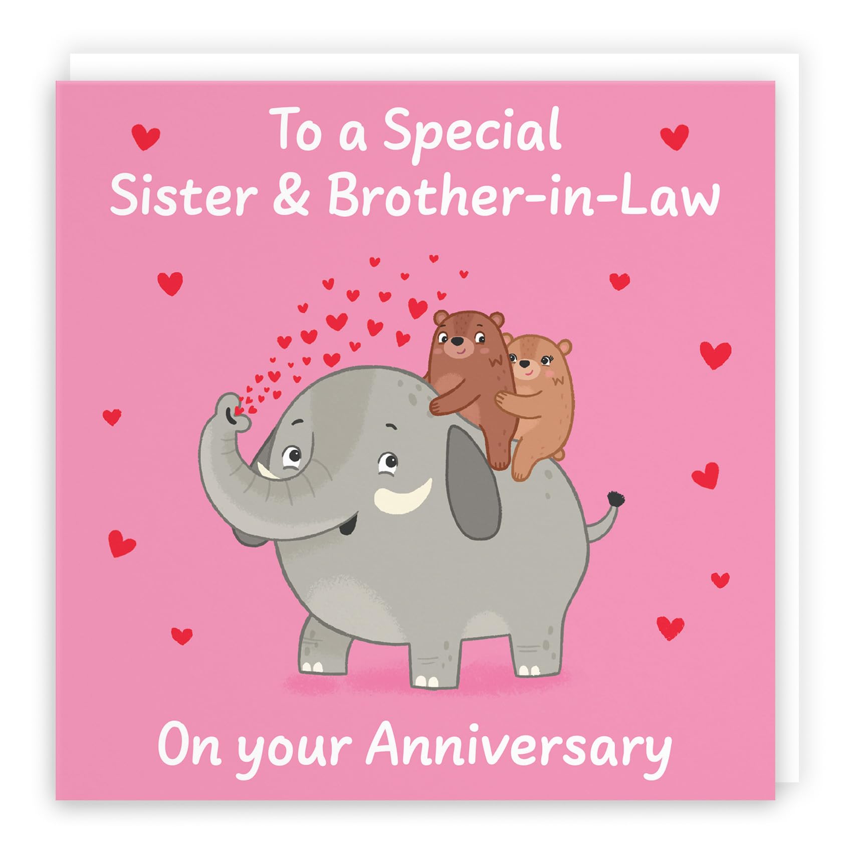 Hunts England - Cute Elephant Love Sister And Brother In Law Anniversary Card - Fun Bears Anniversary Card For Sister And Brother-in-Law - Love Story Collection