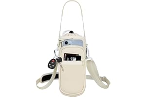 Bstge Water Bottle Holder with Strap, Water Bottle Carrier Bag with Phone Pocket, Shoulder Hand Strap Insulated Neoprene 32 oz Water Bottle Sleeve for Walking Hiking Camping Gym