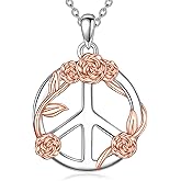 YONFQE Peace Sign Necklace S925 Sterling Silver Peace Symbol Pendant Hippie Party Jewelry Gifts for Men Women