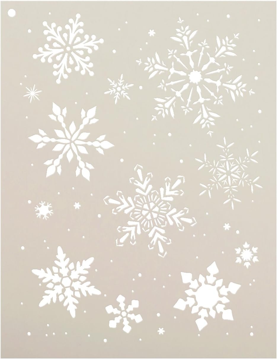 North Pole Snowflakes Stencil by StudioR12 | Winter Art Elements - Medium 8.5 x 11-inch Reusable Mylar Template | Painting, Chalk, Mixed Media | Use for Crafting, DIY Home Decor (8.5" x 11")