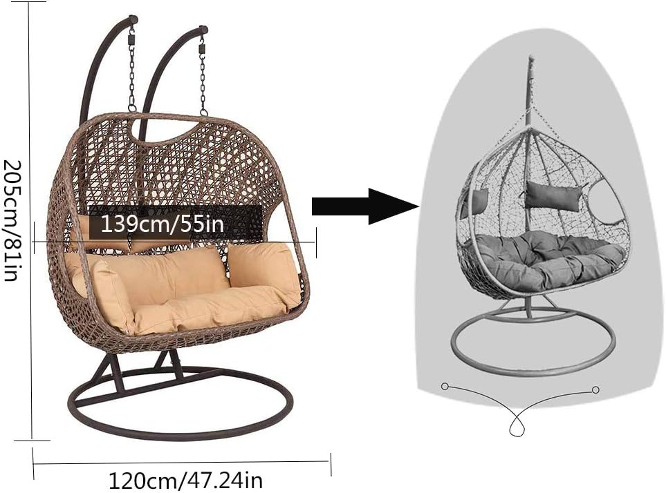 SIRUITON diameter 120x190cm 420D Reinforced Patio Hanging Egg Chair Cover - Image 3