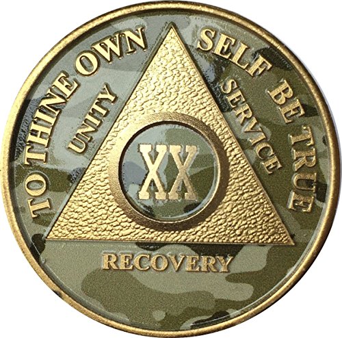 20 Year AA Medallion Camo Gold Plated Anniversary Chip Camouflage Color
