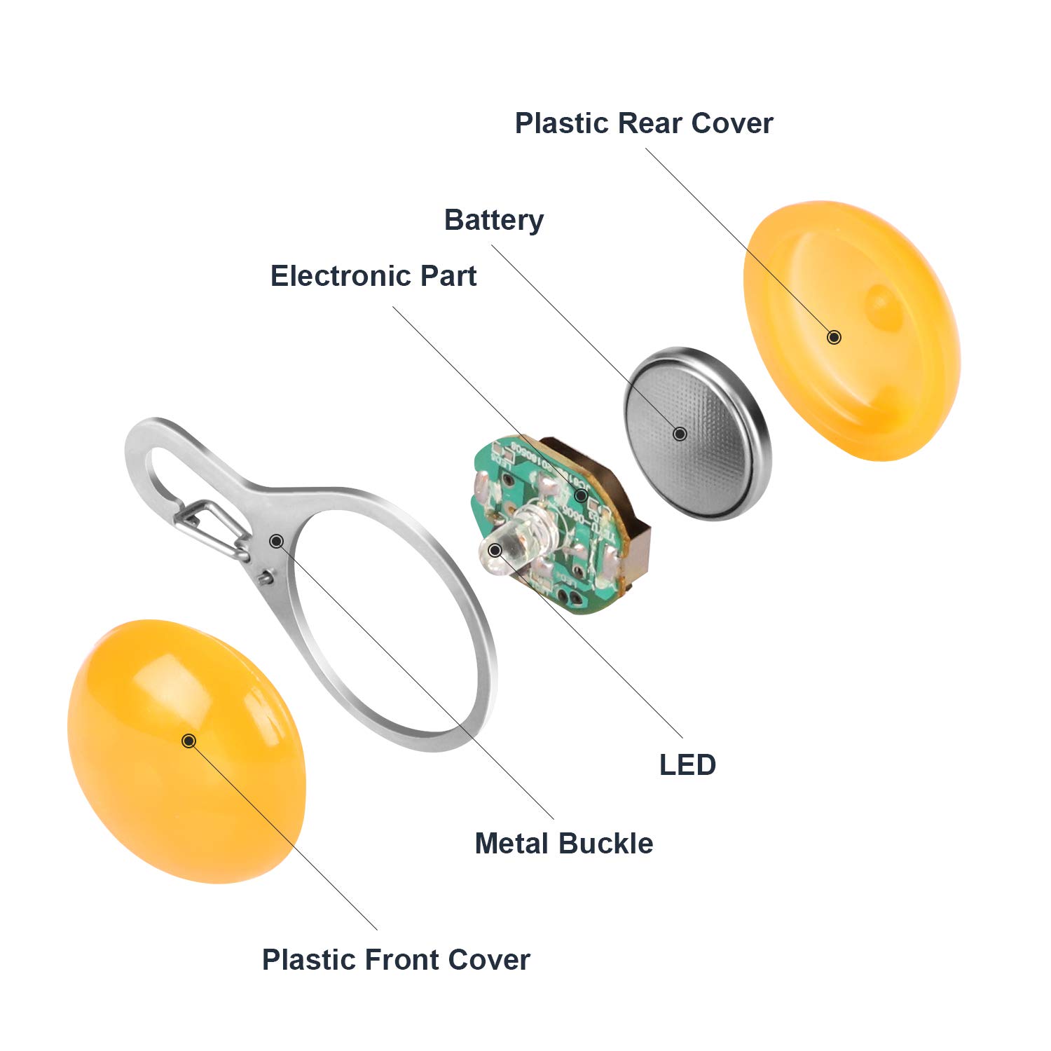 Dog Lights Cat Pet LED Collar Light, 6 Pieces Clip On Collar Charms for Night Walking Glow in The Dark Water Resistant Pendants, Battery Included and 6 Extra