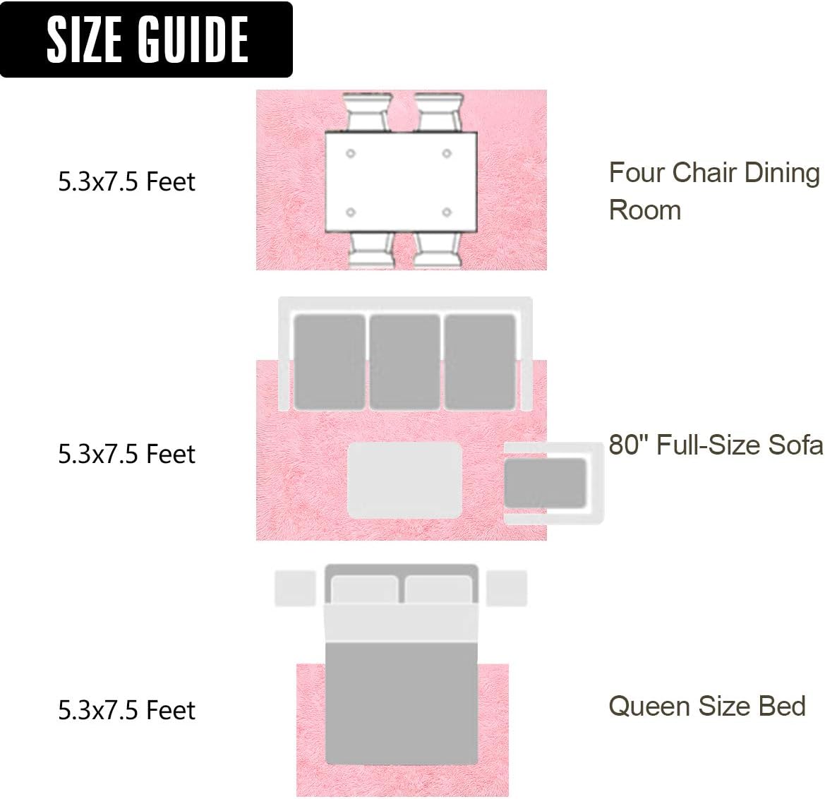 LOCHAS Ultra Soft Indoor Modern Area Rugs Fluffy Living Room Carpets for Children Bedroom Home Decor Nursery Rug 5.3x7.5 Feet, Pink: Furniture & Decor