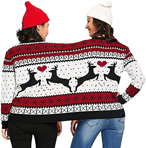 Ugly Christmas Jumpers Linqi1164 Xmas Long Sleeve Couples Sweater Jumper Jumpsuits with Reindeer Sweatshirt Pullover Hoody Tunic Tops Blouse T Tee Shirts