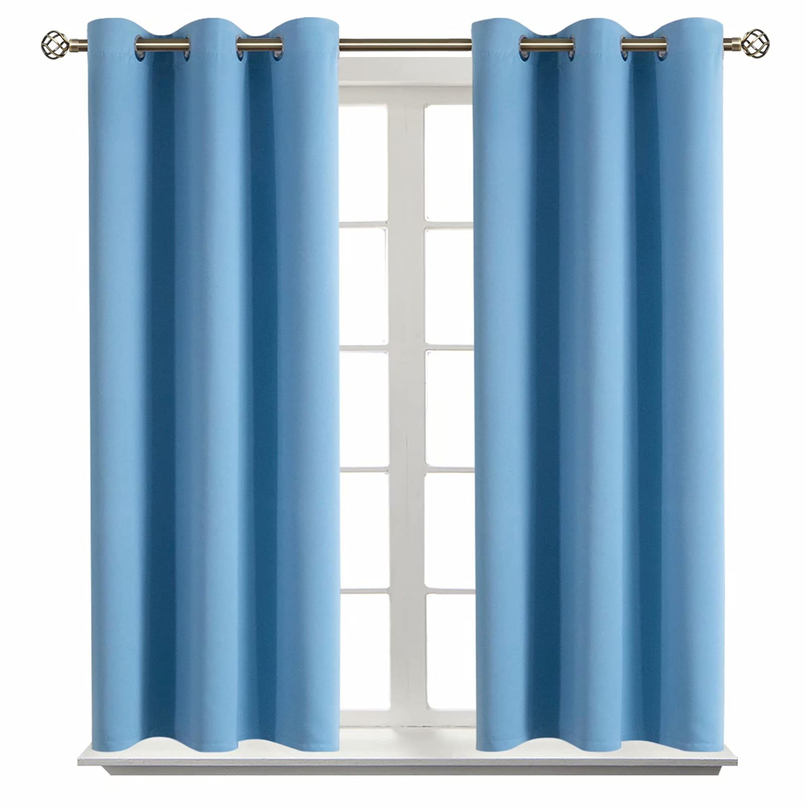 BGment Room Darkening Curtains 45 Inches Long - Grommet Thermal Insulated Drapes Window Treatment Curtains for Bedroom, 2 Panels, 38 x 45 Inch, Sky Blue