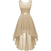 BeryLove Sequin Wedding Guest Formal Cocktail Dresses Prom Party Lace High Low Bridesmaid Elegant Dress