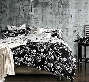 Amazon.com: Luxury Black and White Floral Duvet Cover 3
