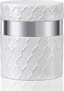 Home Acre Designs Utensil Holder-6 x 7" Jumbo Utensil Holder Caddy-Large Kitchen Utensil Holder White Ceramic Modern Farmhouse Kitchen Decor-Utensil Crock with Stainless Steel Accent-Rustic Organizer