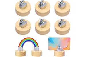 PH PandaHall 6pcs Wood Display Stand Easel for Stained Glass Piece, 45mm Round Glass Art Display Holder Rustic Decorative Pla