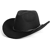 Zylioo Plus Size Felt Cowboy Hats,2XL/XL/L/M/S/XS Western Fedora Hat Warm,Multi Size Wide Brim Cowgirl Hat for Man Woman