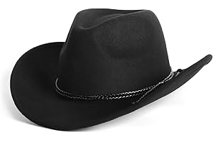 Zylioo Plus Size Felt Cowboy Hats,2XL/XL/L/M/S/XS Western Fedora Hat Warm,Multi Size Wide Brim Cowgirl Hat for Man Woman