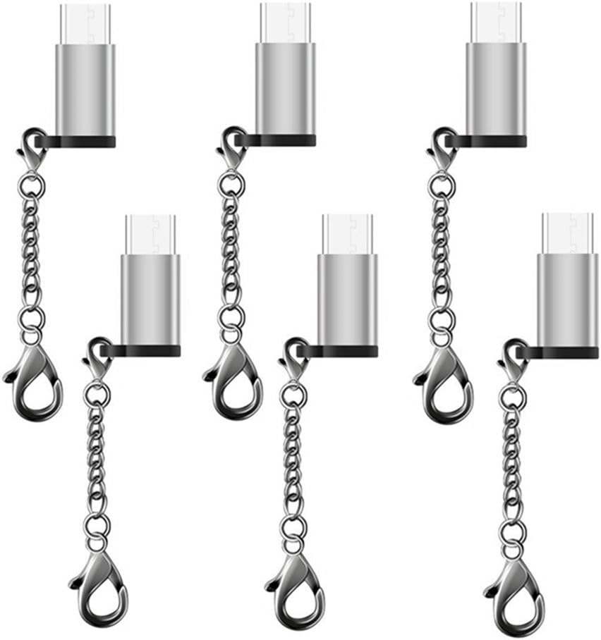 USB Type C Adapter - GLUBEE Micro USB Female to USB-C Male Support Fast Charge and Data Transfer Adapter for Google Pixel 3, Galaxy S10 Note 9 and more devices (Silver, Set of 6)