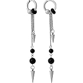 Sacina Goth Spike Chain Hoop Earrings, Emo Punk Grunge Earrings, Gothic Jewelry, Christmas Jewelry Gift For Women